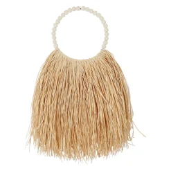 Déco ronde murale en raphia naturel - blue sand