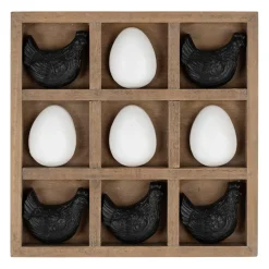 Déco tic tac toe poule et œuf noir et blanc - Campagne