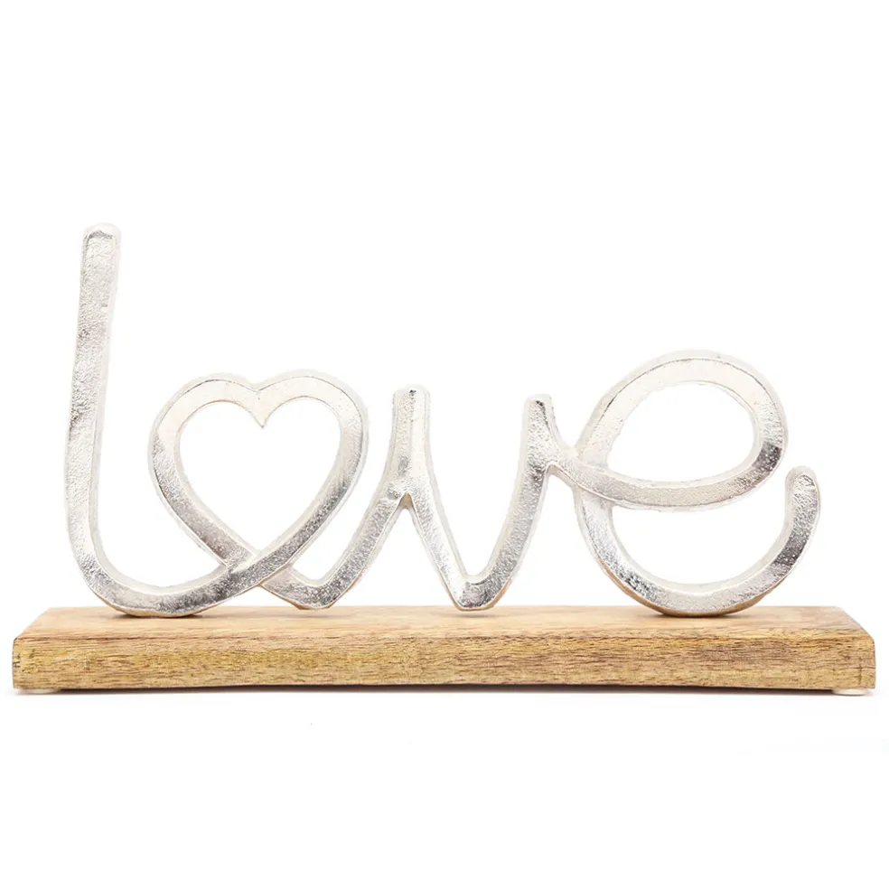 Décoration love sur support en bois naturel 32x5xh19cm