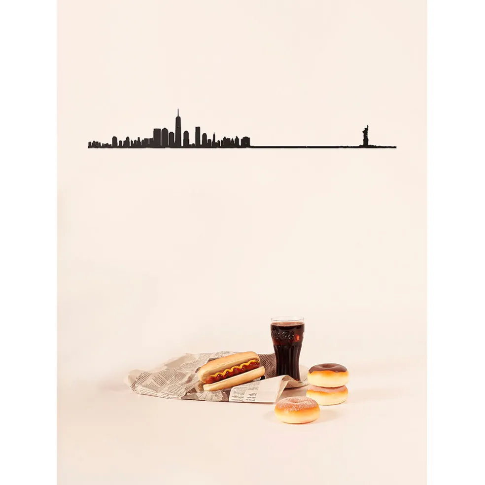 Décoration murale ligne en acier noir NYC L50cm