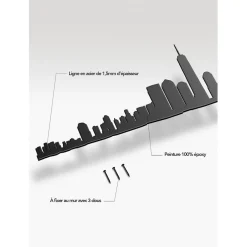 Décoration murale ligne en acier noir NYC L50cm