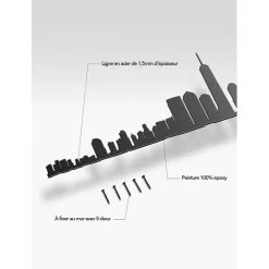 Décoration murale ligne en acier noir NYC L50cm