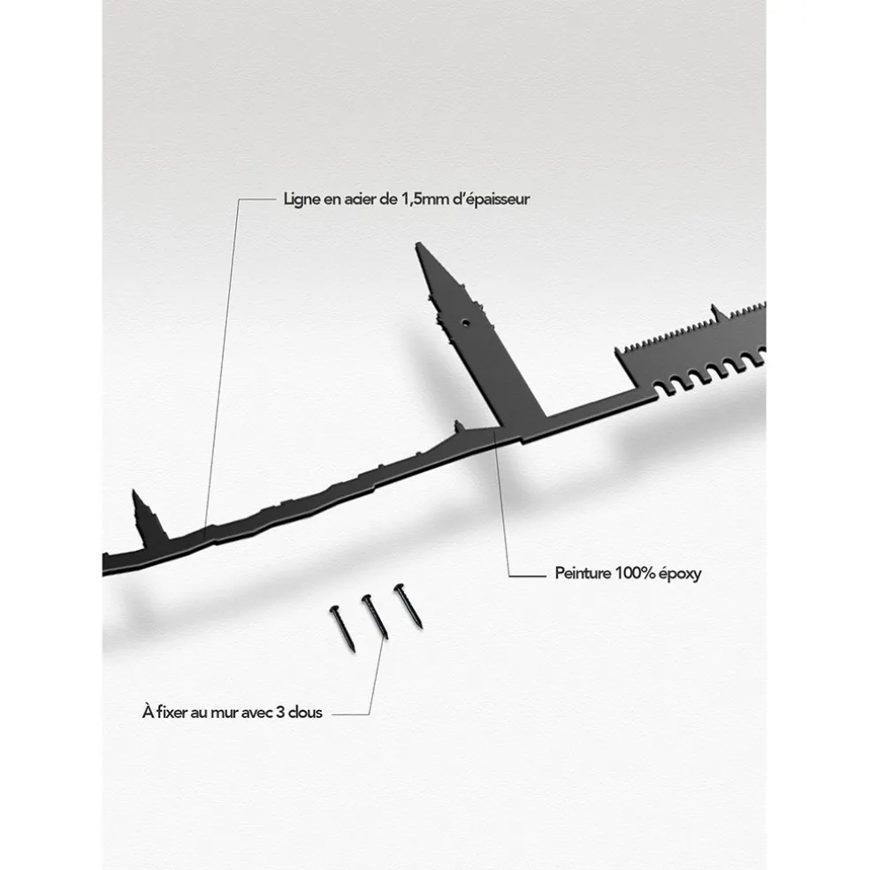 Décoration murale ligne venise 50cm noir