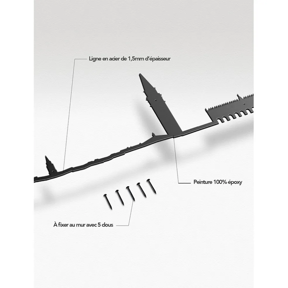 Décoration murale ligne venise 50cm noir