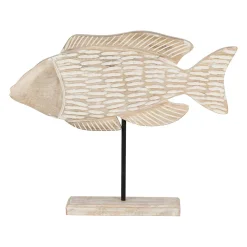 Décoration poisson en manguier et fer blanchi - Amarres