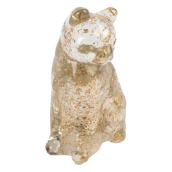 Deco chat en verre doré - Felin