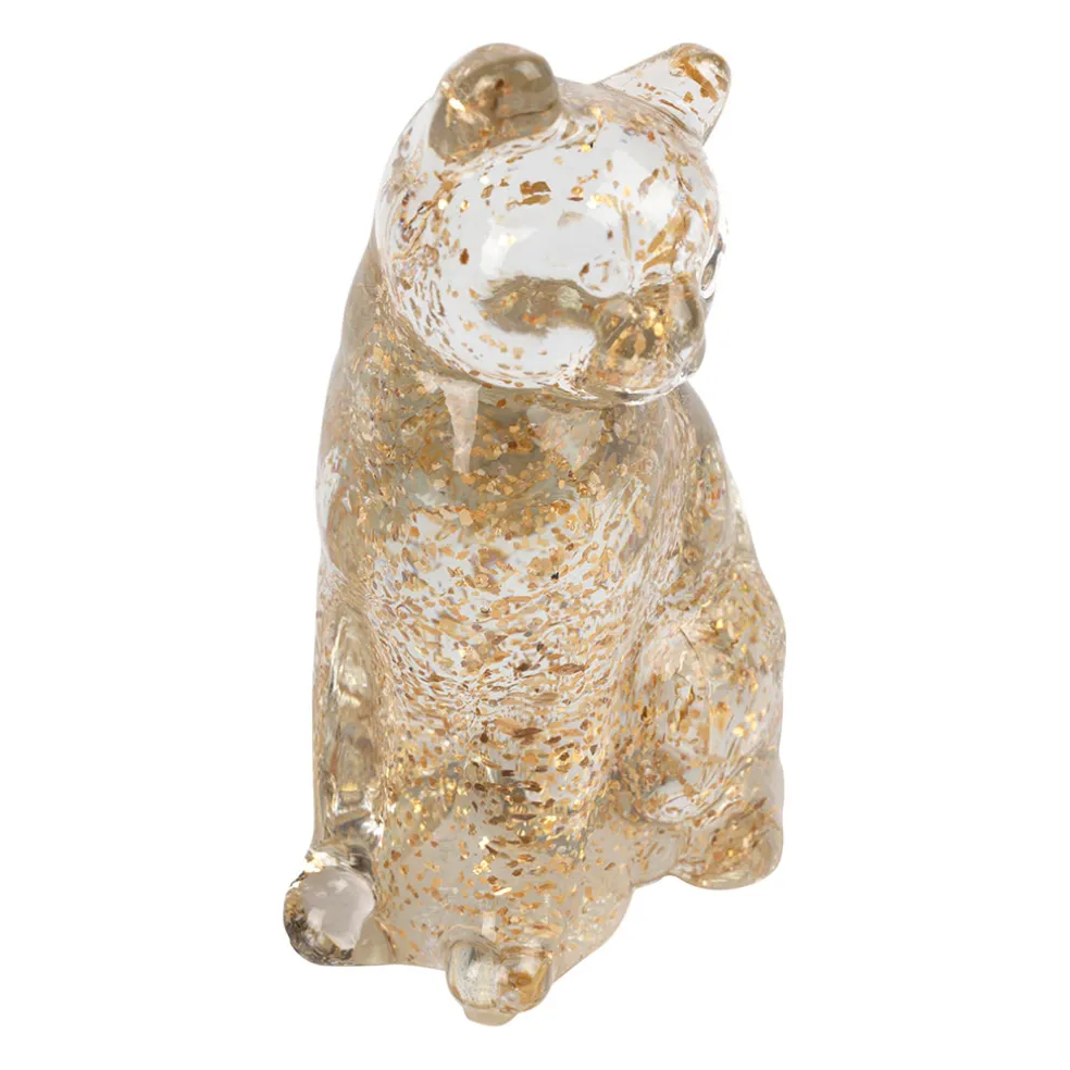 Deco chat en verre doré - Felin