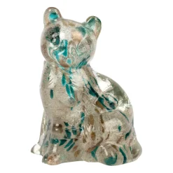 Deco chat en verre émeraude et doré - Félin