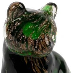 Deco chat en verre vert et doré - Félin