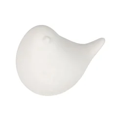 Deco led oiseau en porcelaine blanc h7cm - Ilobo