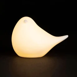 Deco led oiseau en porcelaine blanc h7cm - Ilobo