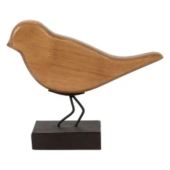 Deco moineau en bois naturel et noir - Campagne