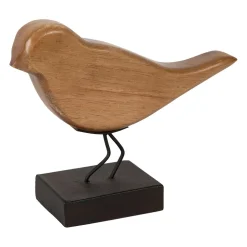 Deco moineau en bois naturel et noir - Campagne