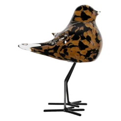 Deco moineau en verre noir et camel - Serin