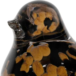 Deco moineau en verre noir et camel - Serin