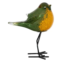 Deco moineau en verre vert et jaune - Serin