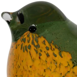 Deco moineau en verre vert et jaune - Serin