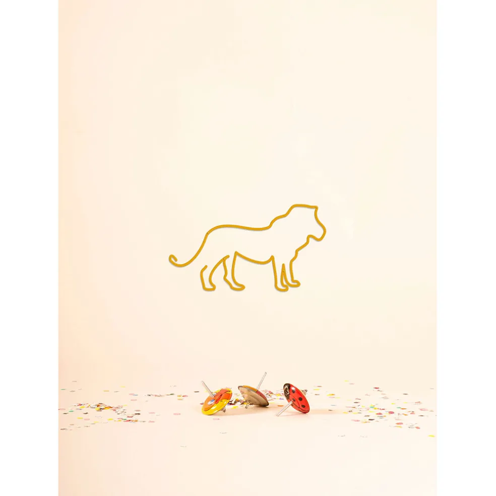 Deco murale en acier jaune 30x15cm - Lion
