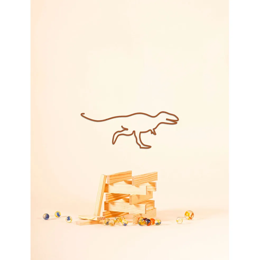 Deco murale en acier marron 30x15cm - Tyrannosaure