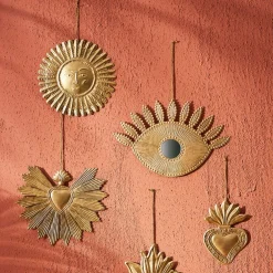 Deco murale en laiton doré 20x20xh1.5cm - Tropic-Et