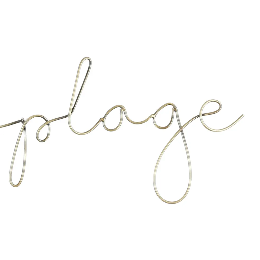 Deco murale "a la plage" tournille doré 50x13cm fer