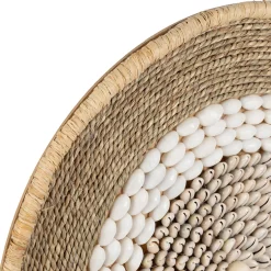 Deco murale rosace en coquillage naturel et blanc - Cauri