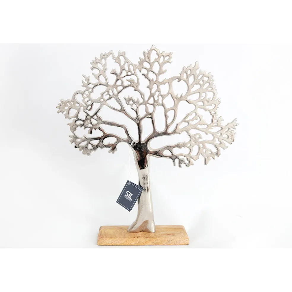 Decoration arbre de vie argent et naturel h42cm
