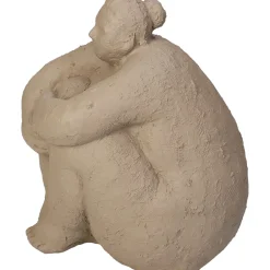 Decoration femme polyresine beige d14.5xh16.5cm
