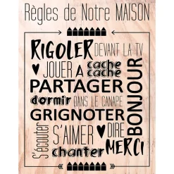 Decoration murale wording regles maison 30x40