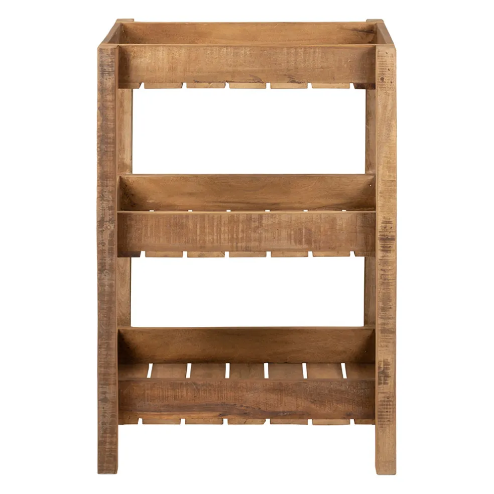 Desserte 3 niveaux en bois recyclé naturel h70cm - Campagne