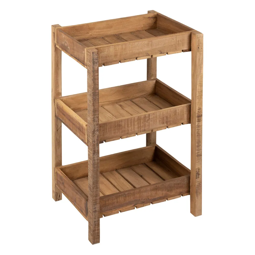 Desserte 3 niveaux en bois recyclé naturel h70cm - Campagne