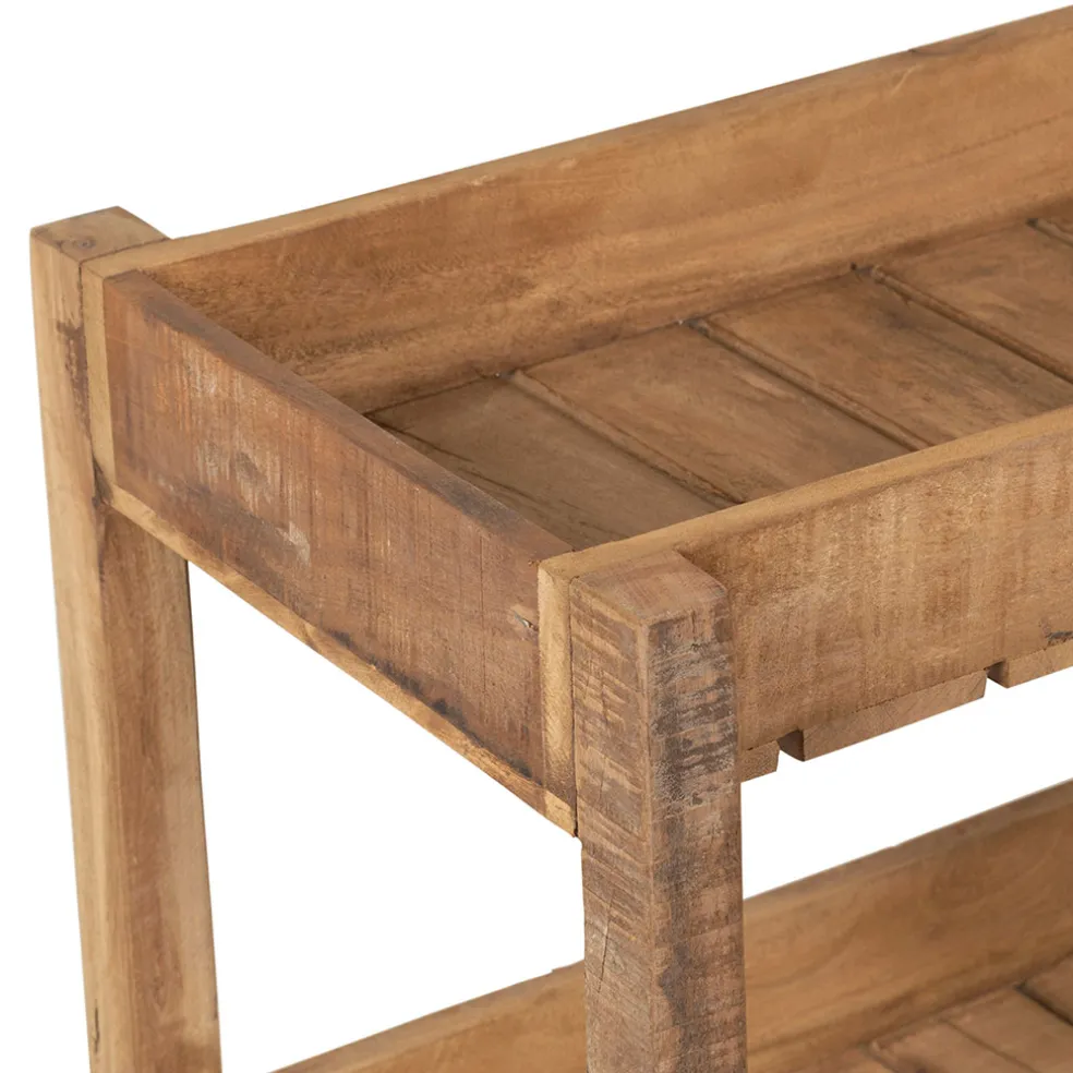 Desserte 3 niveaux en bois recyclé naturel h70cm - Campagne