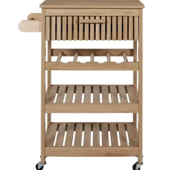 Desserte en bois naturel 3 niveaux et 1 tiroir - Kara