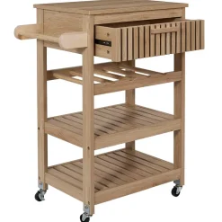 Desserte en bois naturel 3 niveaux et 1 tiroir - Kara