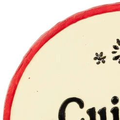 Dessous de plat en fonte "Cuisine française" ivoire et rouge d25cm