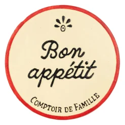 Dessous de plat en fonte "Bon appétit" ivoire et rouge d25cm
