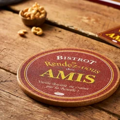 Dessous de plat en liège rouge et jaune d20cm - Bistrot Des Amis