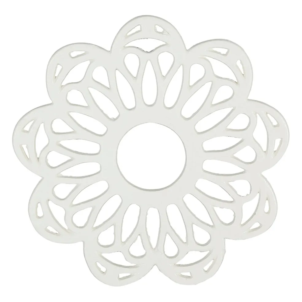Dessous de plat fleur en fonte blanc cassé D20cm - Rhodonea