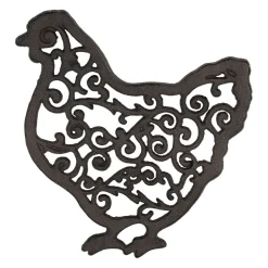 Dessous de plat poule en fonte brun - Basse-Cour