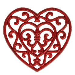 Dessous plat en fonte cœur rouge - rhodonea