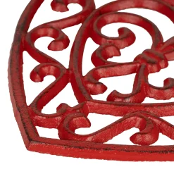 Dessous plat en fonte cœur rouge - rhodonea