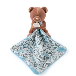 Doudou ours pantin avec mouchoir bleu H12cm - Boh'Aime
