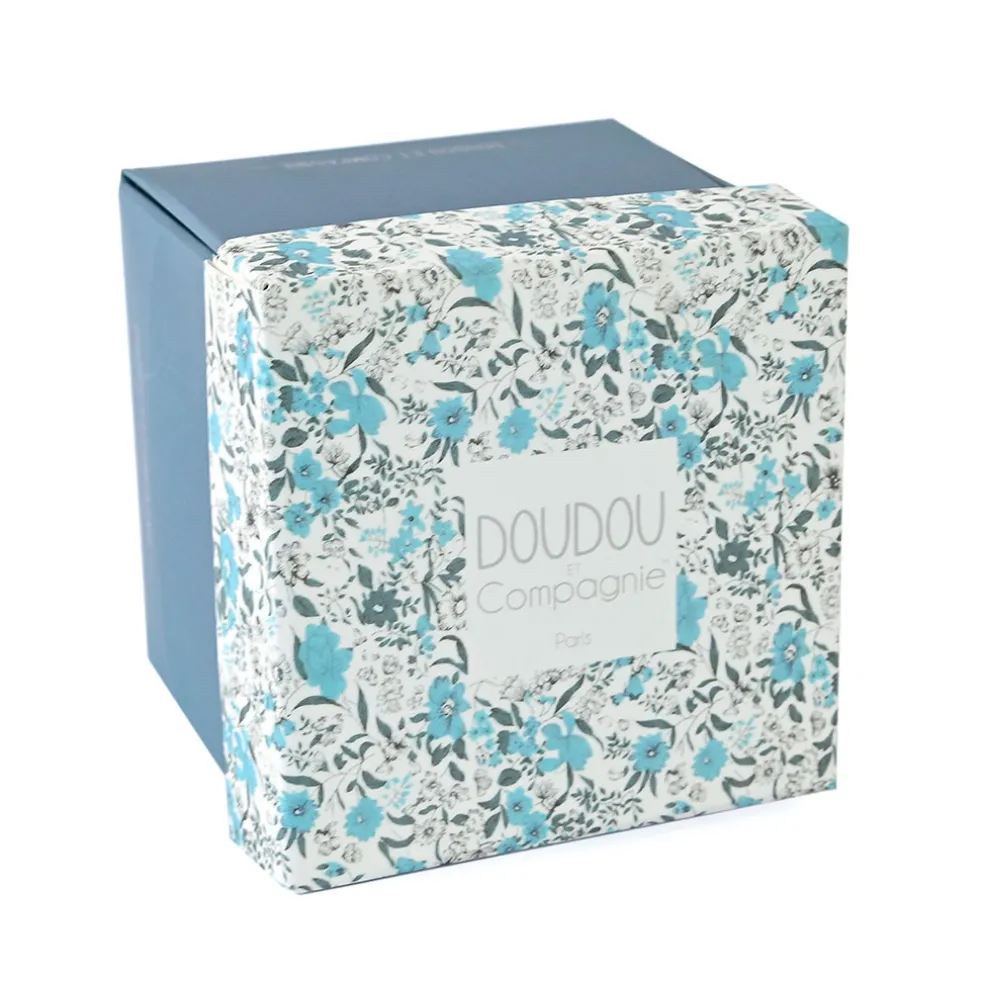 Doudou ours pantin avec mouchoir bleu H12cm - Boh'Aime