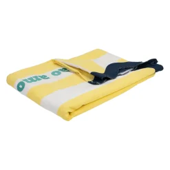 Drap de plage en coton rayé jaune et bleu 170x85cm - Medi