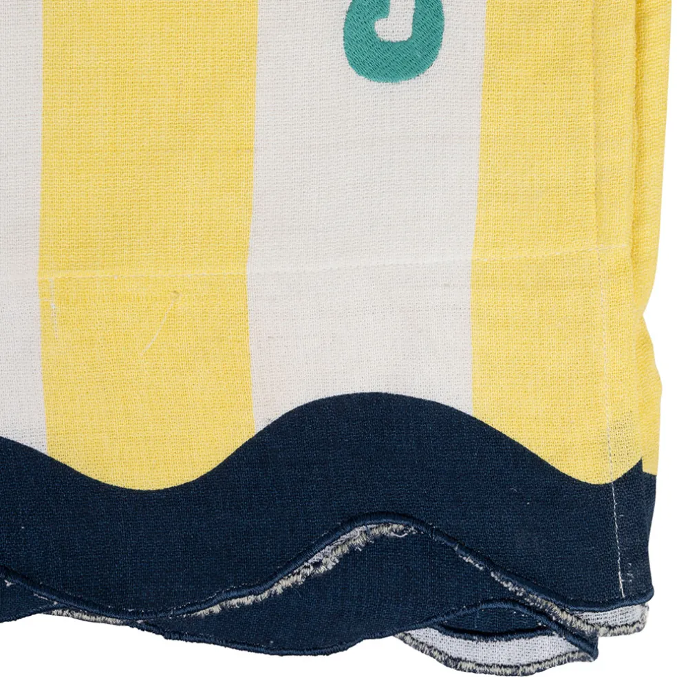 Drap de plage en coton rayé jaune et bleu 170x85cm - Medi