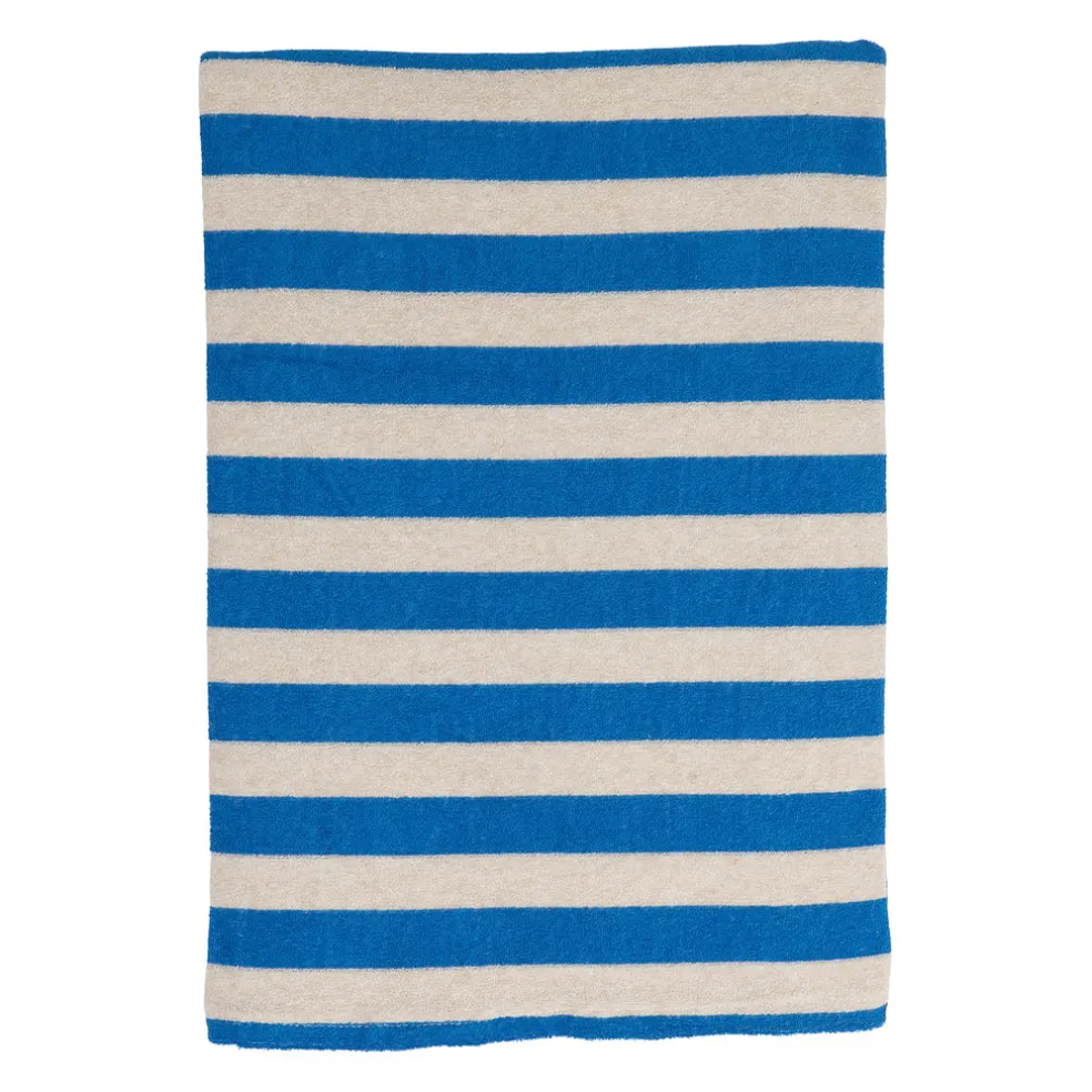Drap de plage en coton rayé indigo et blanc 180x90cm - Palma