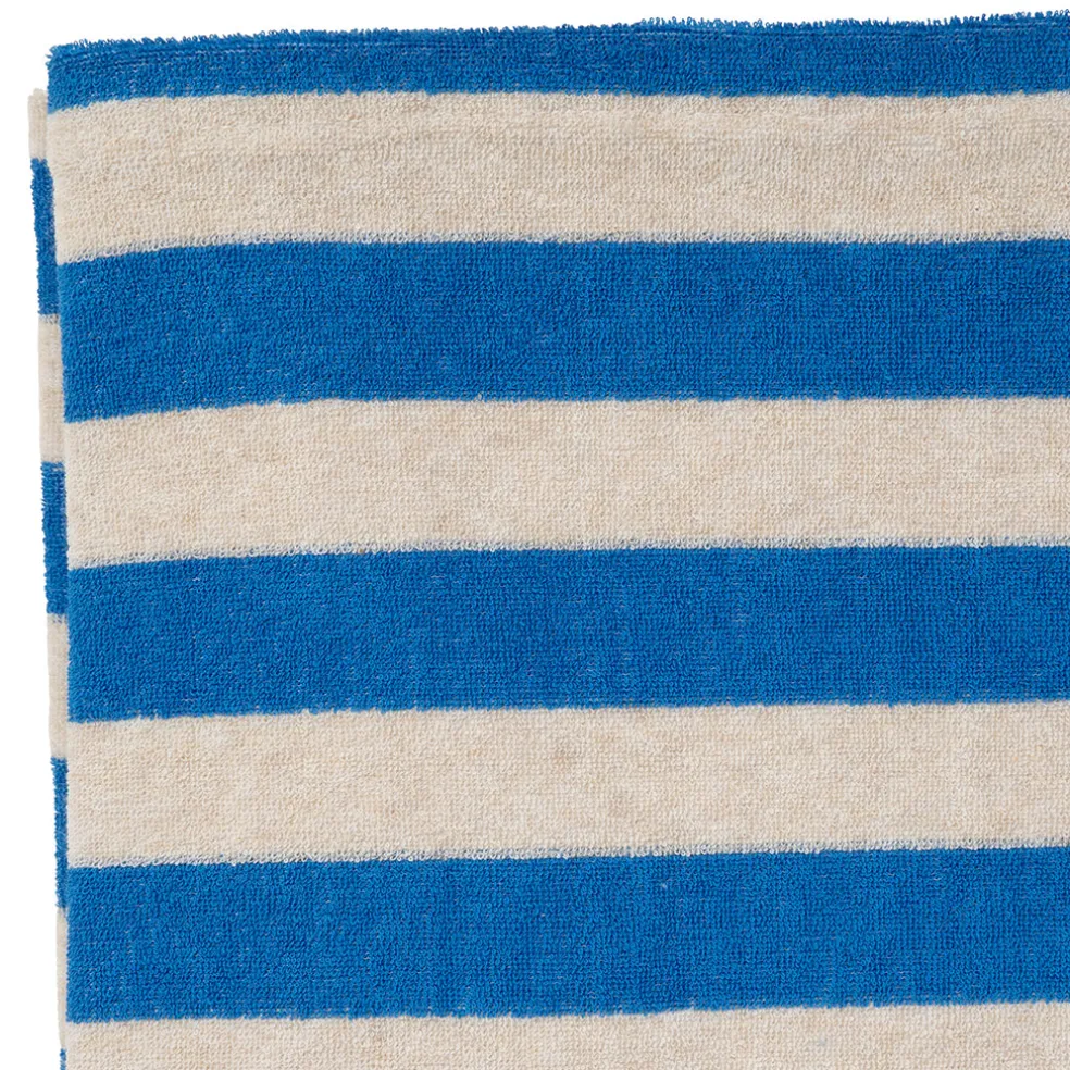 Drap de plage en coton rayé indigo et blanc 180x90cm - Palma