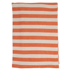 Drap de plage en coton rayé corail et blanc 180x90cm - Palma