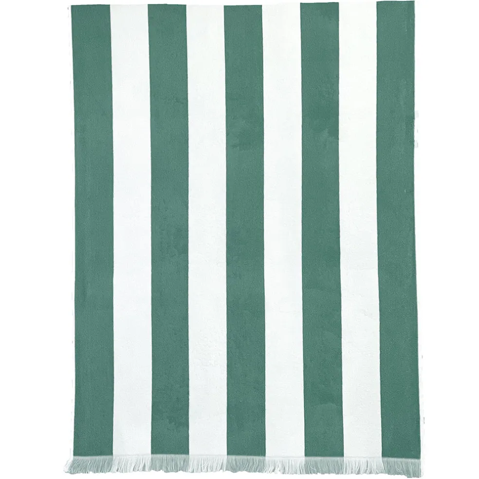 Drap de plage rayé en coton jade 90x170cm - Porto