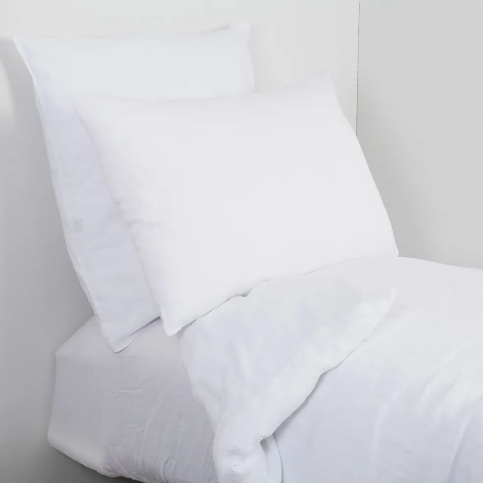 Drap housse dili blanc 140x200cm en voile de coton lavé